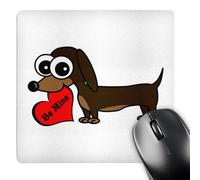 3dRose mp_6340_1 8 x 8-Inch Cute Dog Be Mine Heart - Dachshund Mouse Pad