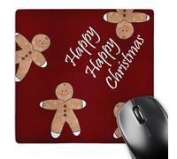 3dRose mp_63626_1 8 x 8-Inch Happy Happy Christmas Gingerbread Men Cookies Mouse Pad