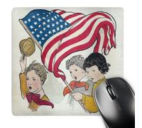 3dRose mp_6398_1 8 x 8-Inch Vintage Children With American Flag Mouse Pad