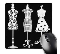 3dRose mp_65171_1 8 x 8-Inch Pretty Womens Dress Forms in White on a Black Background Mouse Pad
