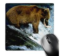 3dRose mp_652_1 8 x 8-Inch Brown Bear Fishing Mouse Pad