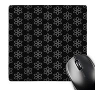 3dRose mp_65672_1 8 x 8-Inch Pretty White Outlined Flowers on a Black Background Mouse Pad