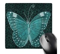 3dRose mp_65836_1 8 x 8-Inch Pretty Blue Green Patterned Butterfly Mouse Pad