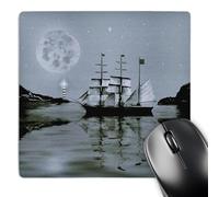 3dRose mp_6672_1 8 x 8-Inch Pirate Cove by Night- SmudgeArt Art Mouse Pad