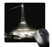3dRose mp_77379_1 8 x 8-Inch Eiffel Tower Illuminated Paris Exposition 1900 Black and White Mouse Pad