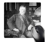 3dRose mp_77429_1 8 x 8-Inch Teddy Roosevelt at His Desk Stereoview Black and White Mouse Pad