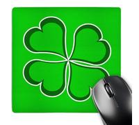3dRose mp_77560_1 8 x 8-Inch Lucky Green Four Leaf Clover Mouse Pad