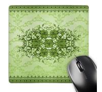 3dRose mp_77728_1 8 x 8-Inch Pretty Moss Green Vintage Floral Design Mouse Pad