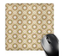 3dRose mp_78007_1 8 x 8-Inch Cute Tan Flowers with White Centers Kaleidoscope Pattern Mouse Pad
