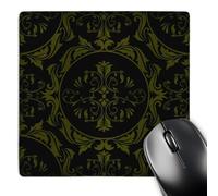 3dRose mp_78412_1 8 x 8-Inch Pretty Green on Black Art Nouveau Pattern Mouse Pad