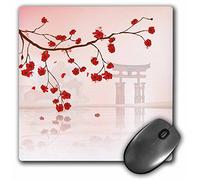3dRose mp_78460_1 8 x 8-Inch Pretty Cherry Blossoms Against a Peaceful Oriental Scene Mouse Pad