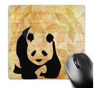 3dRose mp_79111_1 8 x 8-Inch Golden Leaves Panda Bear- Animal Art Mouse Pad