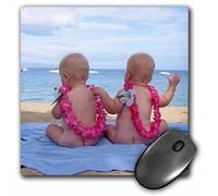 3dRose mp_89200_1 8 x 8-Inch Hawaii, Maui. Twin Babies Enjoy The Beach, Children - Us10 Lho0000 - Lisa Hoffner Mouse Pad