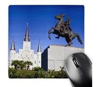 3dRose mp_90490_1 8 x 8-Inch La, New Orleans, St. Louis Cathedral, Statue - Us19 Wbi0131 - Walter Bibikow Mouse Pad