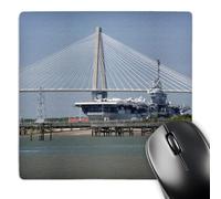 3dRose mp_94258_1 8 x 8-Inch Sc, Ravenel Bridge Yorktown Aircraft Carrier - Us41 Cmi0057 - Cindy Miller Hopkins Mouse Pad