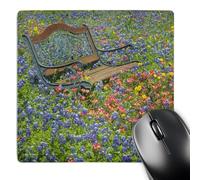 3dRose mp_94439_1 8 x 8-Inch Bench in Field of Wildflowers Near Yoakum Texas - Us44 Dgu0093 - Darrell Gulin Mouse Pad