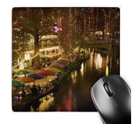 3dRose mp_94613_1 8 x 8-Inch USA, Texas, San Antonio Riverwalk Area/Evening - Us44 Wbi00 - Walter Bibikow Mouse Pad