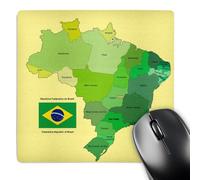 3dRose mp_99125_1 8 x 8-Inch Colorful Political Map of Brazil with Each State Identified. Flag with English and Portuguese Text Mouse Pad