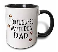 3dRose Mug_153966_4 Portuguese Water Dog Dad, Ceramic, Black/White