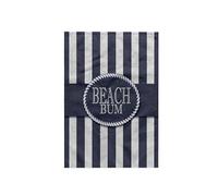 3dRose Nautical Themed Beach Bum in Distressed Navy Blue Stripes Towel, White, 15 x 22-Inch