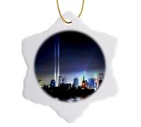 3dRose ORN_856_1 World Trade Center Lights-Snowflake Ornament, 3-inch, Multicolor