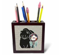 3dRose ph_221968_1 5-Inch Native American Zodiac for August 22 to September 21 Bear Tile Pen Holder - Brown