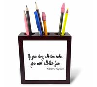 3dRose ph_223182_1 5-Inch If You Obey All the Rules/You Miss All the Fun Tile Pen Holder