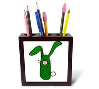 3dRose ph_234656_1 5-Inch "Funny Pickle Bunny Rabbit Original Art" Tile Pen Holder