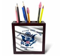 3dRose ph_239769_1 5-Inch "Flag of The Us Coast Guard Waving in The Wind" Tile Pen Holder