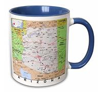 3dRose Print of Arizona Cities and State Map - Two Tone Blue Mug, Ceramic, Blue, 10.16 x 7.62 x 9.52 cm