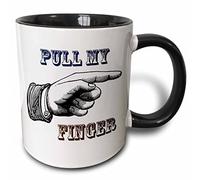 3dRose Pull My Finger Funny Vintage Art Funny Fart Jokes - Two Tone Black Mug, 11oz (Mug_123301_4)