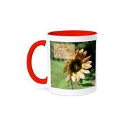 3dRose Scatter Kindness Sunflower Macro Photography Inspirational Quotes 11oz Two-Tone Red Mug
