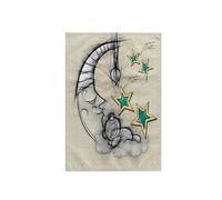 3dRose Sleepy Crescent Moon and Star Fun Art Towel, White, 15 x 22-Inch