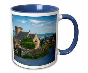 3dRose The Cotswolds Village of Snowshill, Gloucestershire, England-Two Tone Blue Mug, Ceramic, 10.16 x 7.62 x 9.52 cm