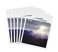 3Drose Top of The World Sun Rays Breach The Mountain Peaks to Cast Warm Glow Over Valley - Greeting Cards, 6 by 6-inches, Set of 6 (gc_19457_1)