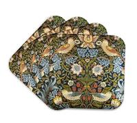 3dRose William Morris Strawberry Thief Pattern - Soft Coasters, Set of 4 (cst_219390_1)