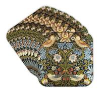 3dRose William Morris Strawberry Thief Pattern - Soft Coasters, Set of 8 (cst_219390_2)