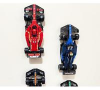 3Dudes & Dad Wall Mount Display Brackets compatible with LEGO® Speed Champions Cars - Custom Storage Hooks for 8-stud wide models - 3D Printed Plastic - Supplied With Mounting Hardware - 4 pack