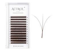 3DW Lashes Extension Professional Grade Brown Volume Eyelashes Extension Y Shaped Soft Eyelashes Thin Root Easy Fan Making for Lash Artists(3DW-0.07-C-8-15)