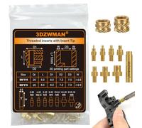 3DZWMAN 50PCS M6 Threaded Inserts Nuts for 3D Printed and Plastic Parts | Brass Metric Knurled Heat Set Insert Nuts with M2-M8 Soldering Iron Tips Tools Kit(M6x5x8-25PCS / M6x8x8-25PCS)
