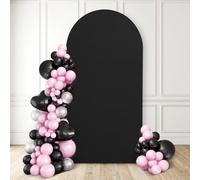 3E Home 7.2 FT Black Wedding Arch Backdrop Cover, Stretchy Arch Cover for Weddings, Baby Showers, Birthday Parties & Events and Reception Decor