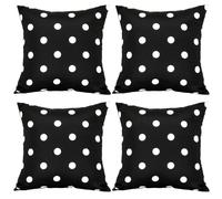 3E Home Black Dot Outdoor Cushion Covers 45 x 45cm Set of 4, Spillproof Decorative Throw Pillow Covers Furniture Pillowcases for Garden Patio Balcony Bench Sofa