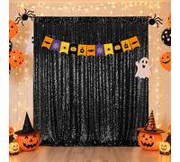 3E Home Black Sequin Backdrop,305x305cm(10Ftx10Ft) Glitter Photo Booth Background for Halloween Birthday Wedding Baby Shower Party Decoration
