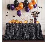 3E Home Black Sequin Tablecloth,Rectangle Sequin Table Cover for Wedding Halloween Party Banquet 50" X 80" (125cm X 200cm)