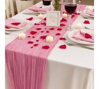 3E Home Dusty Rose Cheesecloth Table Runner,1 Pack 90x300cm Boho Gauze Cheese Cloth Runners for Weddings Baby Shower Party Birthday Dining Table Decorations