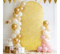 3E Home Gold Sequin Arch Backdrop Cover,6.6 FT Sparkly Arch Cover for Wedding, Baby Shower, Birthday Party, Events, Reception Decor