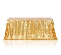 3E Home Gold Sequin Tablecloth,Rectangle Sequin Table Cover for Wedding Halloween Christmas Party Banquet 90" X 132" (229cm X 335cm)