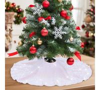 3E Home Iridescent White Sequin Christmas Tree Skirt, 61 cm (24 Inch) | Christmas Winter New Year Tree Base Decor for Living Rooms Hallways Offices and Covered Patios