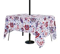 3E Home Outdoor Table Cloth with Parasol Hole,Splashproof Patio Rectangle Tablecloth with Zipper for Garden Picnic BBQ Party (60x84 Inches)