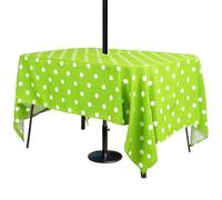 3E Home Outdoor Table Cloth with Parasol Hole, Water Resistant Garden Patio Rectangle Tablecloth for Outdoor Picnics and Parties[60x84 inches(152x213cm) Green dot]